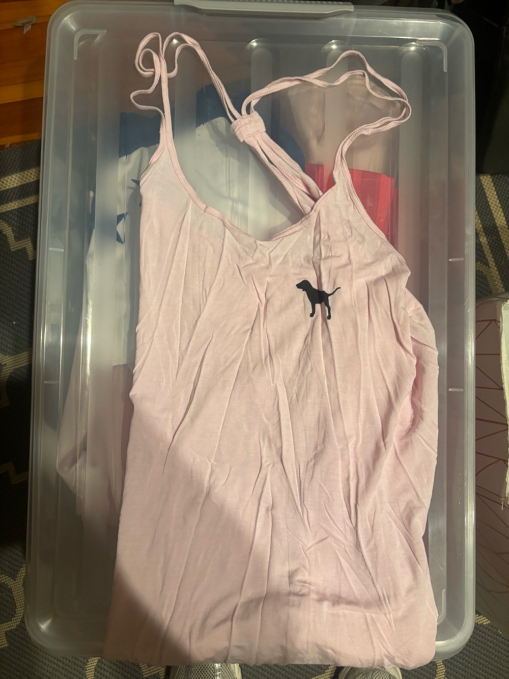 PINK Victoria's Secret Light Pink Strappy Tank with Dog Logo